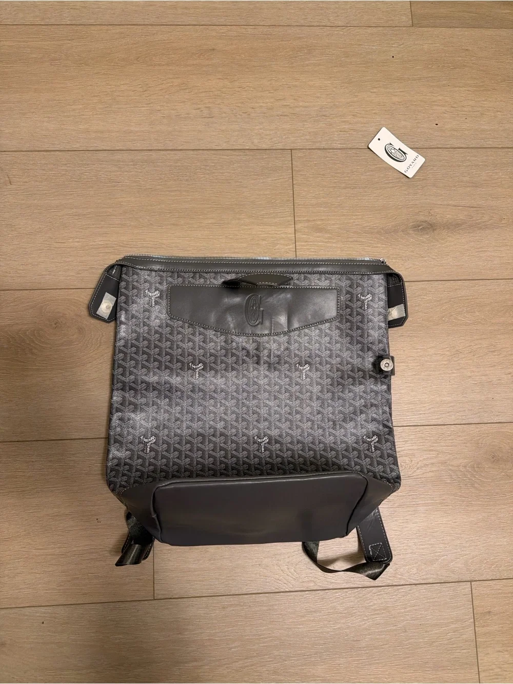 Goyard Gray Patterned Canvas Backpack with Leather Trim